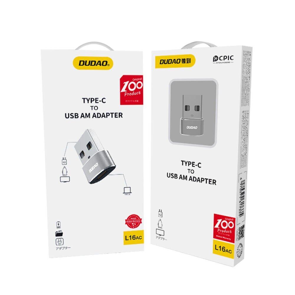 Dudao adapteri USB Type-C USB-sovitin musta (L16AC musta) hinta ja tiedot | Puhelinkaapelit | hobbyhall.fi