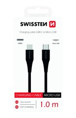 Swissten Basic Universal Quick Charge, USB-C, Micro USB, 1 m. hinta ja tiedot | Puhelinkaapelit | hobbyhall.fi