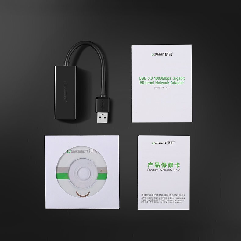 Adapter Ugreen 3.2 Gen 1 1000 Mbps Gigabit Ethernet ulkoinen verkkosovitin, musta (CR111 20256) hinta ja tiedot | Puhelinkaapelit | hobbyhall.fi