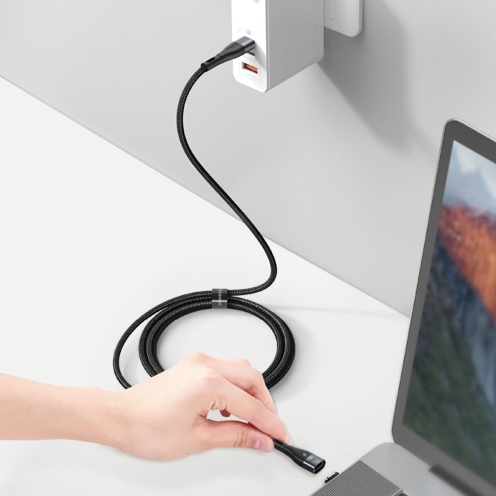 Latauskaapeli Base Sinkki CATXC-Q01 USB-C -> USB-C, 100W / PD 3.0 / Pikalataus 3.0 / 150 cm, musta. hinta ja tiedot | Puhelinkaapelit | hobbyhall.fi