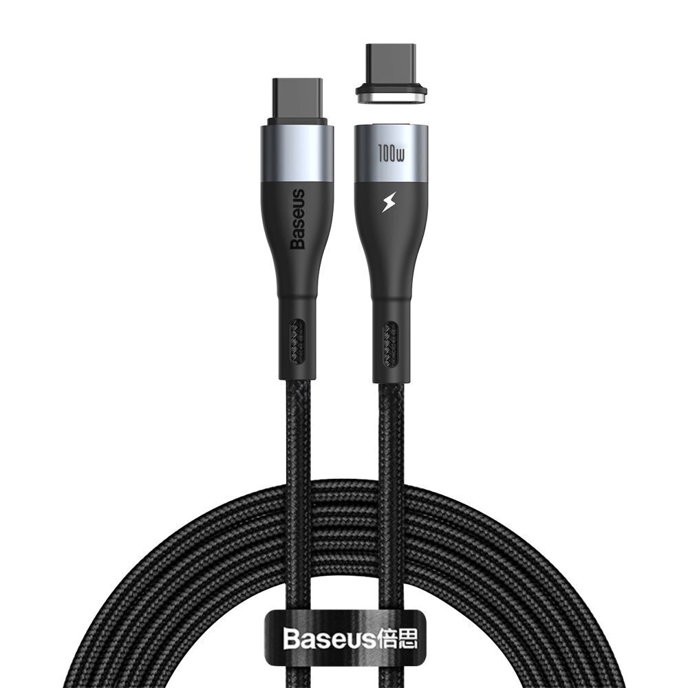 Latauskaapeli Base Sinkki CATXC-Q01 USB-C -> USB-C, 100W / PD 3.0 / Pikalataus 3.0 / 150 cm, musta. hinta ja tiedot | Puhelinkaapelit | hobbyhall.fi