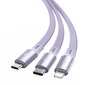 Baseus 3in1-kaapeli USB - USB Type C / Lightning / mikro, violetti hinta ja tiedot | Puhelinkaapelit | hobbyhall.fi