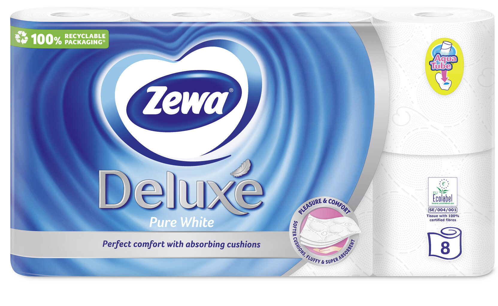 WC-paperi ZEWA Deluxe Pure White, 3 kerrosta, 8 rullaa hinta ja tiedot | WC-paperit ja talouspaperit | hobbyhall.fi