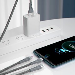 Dudao USB 3in1 -kaapeli Lightning / microUSB / USB Type C 65W 1,2m harmaa (L20X) hinta ja tiedot | Puhelinkaapelit | hobbyhall.fi