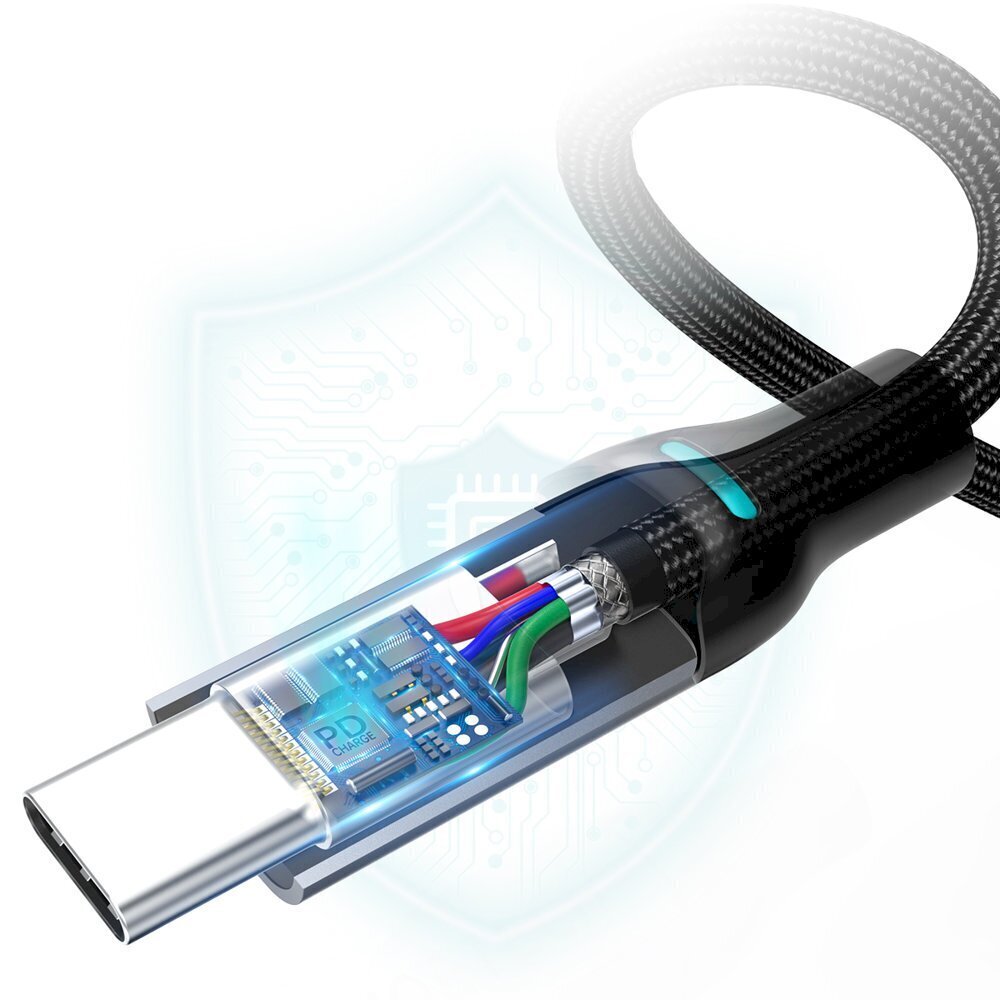 Choetech USB Type C - USB Type C latausdatakaapeli Virtalähde 100W 5A 1,8m musta (MIX00073) hinta ja tiedot | Puhelinkaapelit | hobbyhall.fi