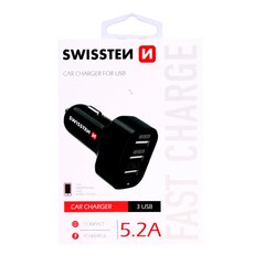 Laturi Swissten USB 2x2.1A + 1A, musta hinta ja tiedot | Puhelimen laturit | hobbyhall.fi