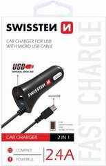Laturi Swissten USB 1 + 2.4A, musta hinta ja tiedot | Puhelimen laturit | hobbyhall.fi