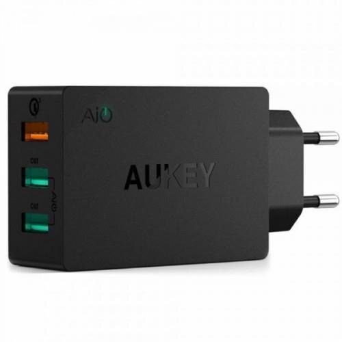 Laturi Aukey LLTSEU65482, 3 x USB 3.0, musta hinta ja tiedot | Puhelimen laturit | hobbyhall.fi