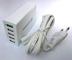 Swissten Qualcomm 3.0 QC Smart IC Premium matkalaturi USB 5x 2.1A / 50W valkoinen hinta ja tiedot | Puhelimen laturit | hobbyhall.fi