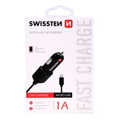 Swissten Premium -autolaturi 12 / 24V / 1A, musta mikro-USB-kaapeli hinta ja tiedot | Puhelimen laturit | hobbyhall.fi