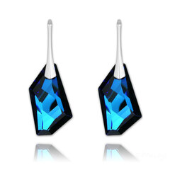 Hopeakorvakorut De-Art kristallilla, Bermuda blue hinta ja tiedot | Korvakorut | hobbyhall.fi