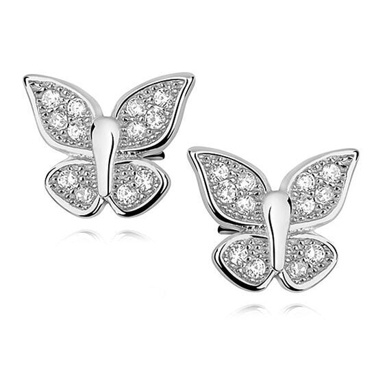 Hopeakorvakorut zirkonialla, Butterfly hinta ja tiedot | Korvakorut | hobbyhall.fi