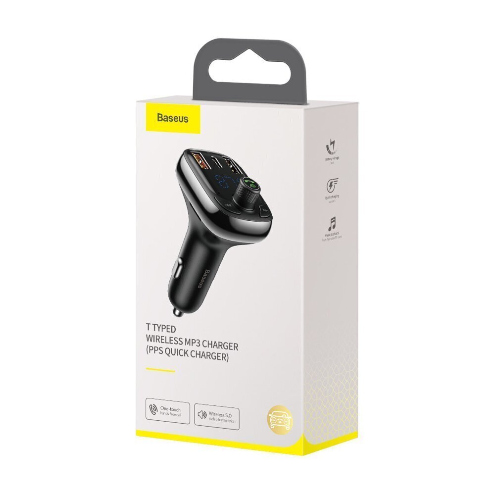 Base T-tyyppinen Bluetooth FM-lähetin MP3-autolaturi 2x Type C QC 4.0 hinta ja tiedot | Puhelimen laturit | hobbyhall.fi