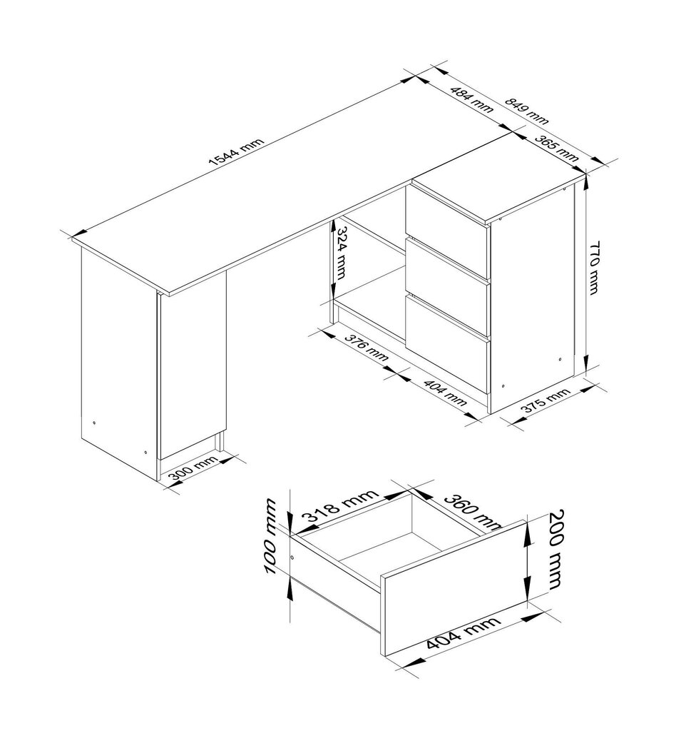 Akord B20 155 työpöytä, ruskea hinta ja tiedot | Tietokonepöydät ja työpöydät | hobbyhall.fi