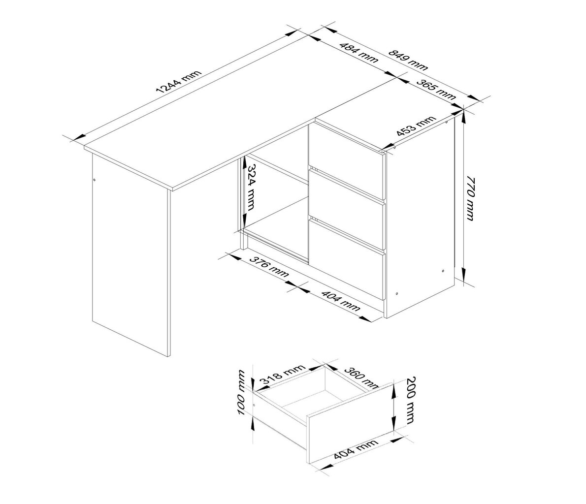 Akord B16 124 työpöytä, ruskea/valkoinen hinta ja tiedot | Tietokonepöydät ja työpöydät | hobbyhall.fi