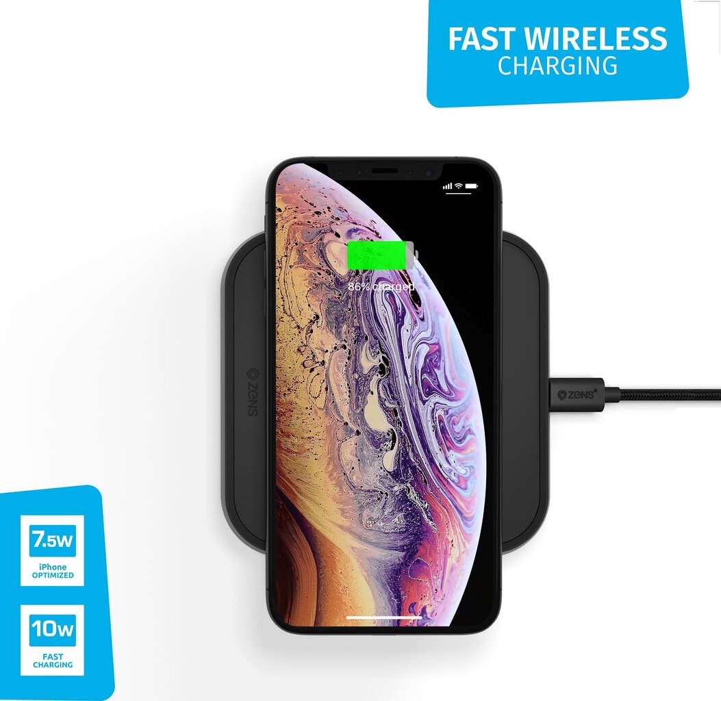 ZENS Aluminium Wireless Charger 10W hinta ja tiedot | Puhelimen laturit | hobbyhall.fi