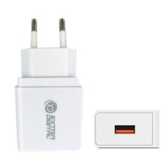 Extra Digital USB puhelimen laturi 220V, 18W, 3A, QC3.0 hinta ja tiedot | Puhelimen laturit | hobbyhall.fi