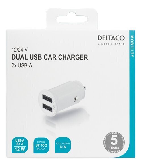 Deltaco USB CAR125, USB A, 2.4A hinta ja tiedot | Puhelimen laturit | hobbyhall.fi