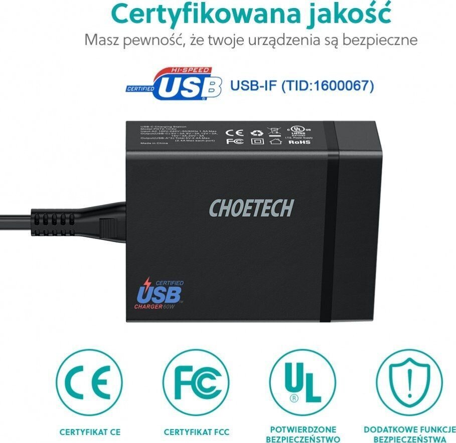 Choetech PD72-1C3U BLACK hinta ja tiedot | Puhelimen laturit | hobbyhall.fi