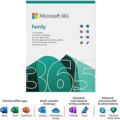 Microsoft Office 365 Family (6 users) EU hinta ja tiedot | Käyttöjärjestelmät | hobbyhall.fi