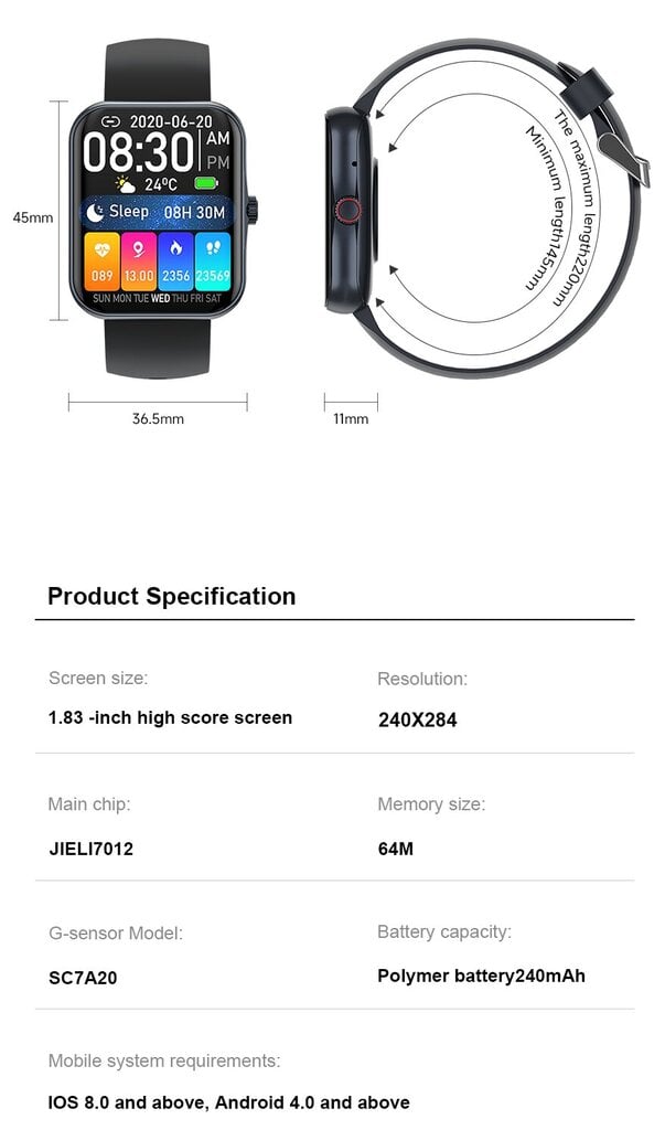 Älykello; Smartwatch LIVMAN S80 PRO hinta ja tiedot | Älykellot | hobbyhall.fi