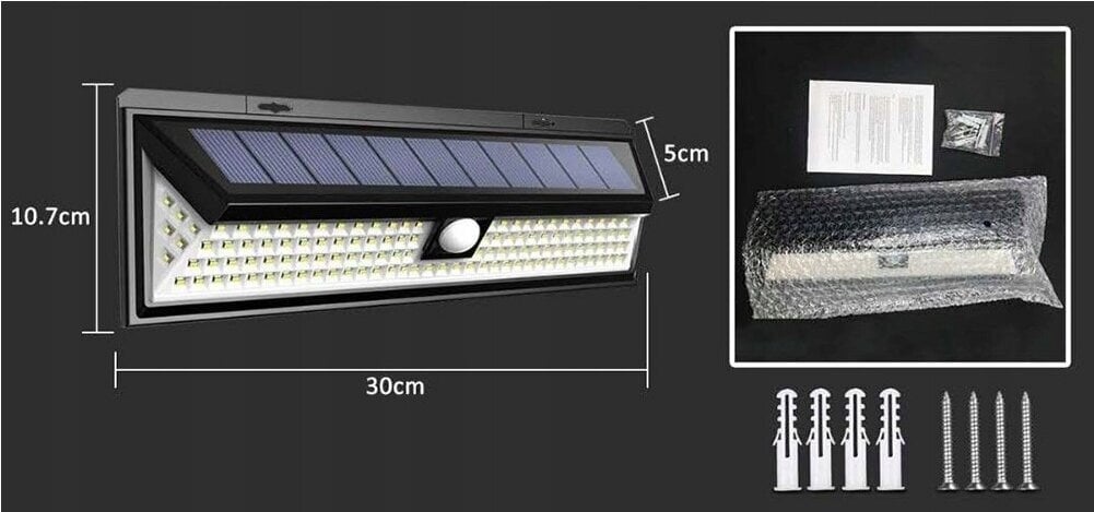 Fasadi-aurinkokennolamppu, pitkä seinälle asennettava, hämärä- ja liiketunnistimella hinta ja tiedot | Puutarha- ja ulkovalot | hobbyhall.fi