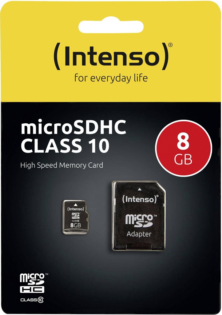 Muistikortti Intenso Micro SDHC 8GB Class 10 + sovitin hinta ja tiedot | Puhelimen muistikortit | hobbyhall.fi