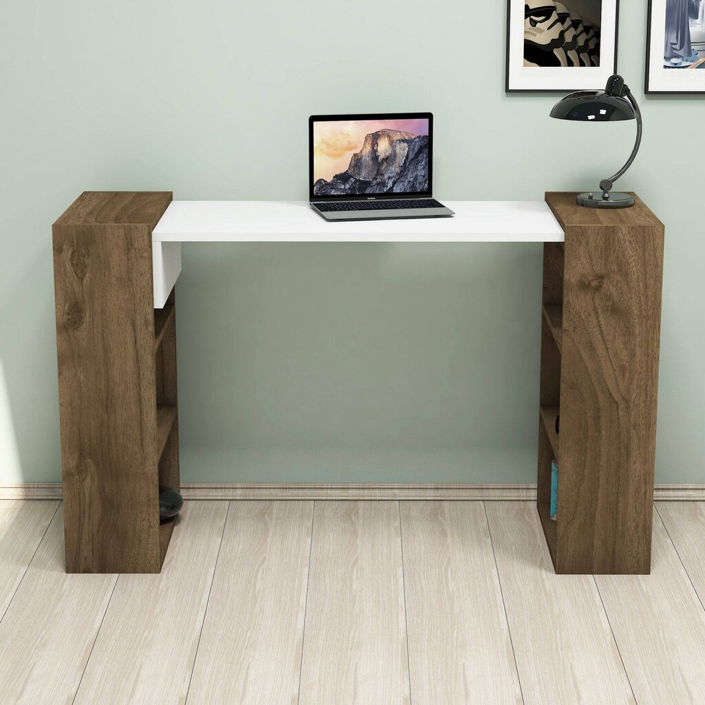 Kalune Design Handy -työpöytä, ruskea/valkoinen hinta ja tiedot | Tietokonepöydät ja työpöydät | hobbyhall.fi