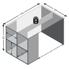 FMD Pöytä sivuhyllyillä 117x73x75 cm betoni hinta ja tiedot | Tietokonepöydät ja työpöydät | hobbyhall.fi