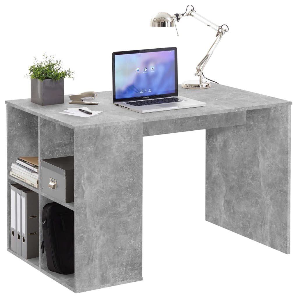 FMD Pöytä sivuhyllyillä 117x73x75 cm betoni hinta ja tiedot | Tietokonepöydät ja työpöydät | hobbyhall.fi