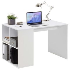 FMD Pöytä sivuhyllyillä 117x72,9x73,5 cm valkoinen hinta ja tiedot | Tietokonepöydät ja työpöydät | hobbyhall.fi