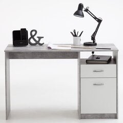 FMD Työpöytä vetolaatikolla 123x50x76,5 cm betoni ja valkoinen hinta ja tiedot | FMD Mobel Huonekalut ja sisustus | hobbyhall.fi