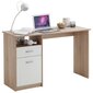 FMD Pöytä 1 laatikko 123x50x76,5 cm tammi ja valkoinen hinta ja tiedot | Tietokonepöydät ja työpöydät | hobbyhall.fi