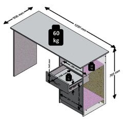 FMD Pöytä 1 laatikko 123x50x76,5 cm tammi ja valkoinen hinta ja tiedot | Tietokonepöydät ja työpöydät | hobbyhall.fi