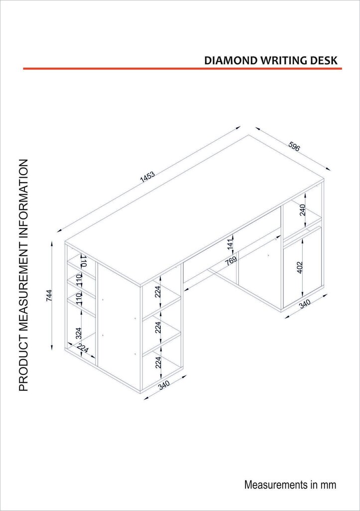 Diamond-työpöytä, valkoinen hinta ja tiedot | Tietokonepöydät ja työpöydät | hobbyhall.fi