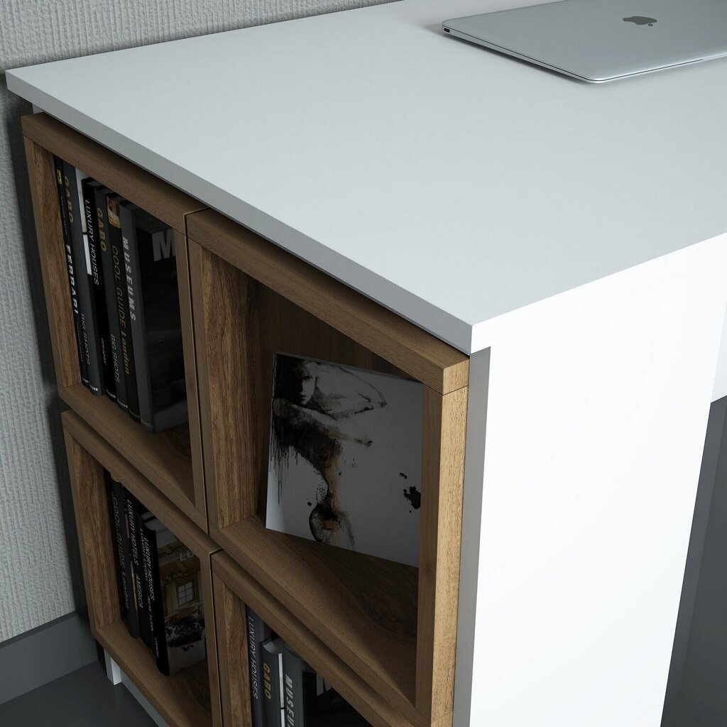 Kalune Design 845 (I) -työpöytä, valkoinen/ruskea hinta ja tiedot | Tietokonepöydät ja työpöydät | hobbyhall.fi