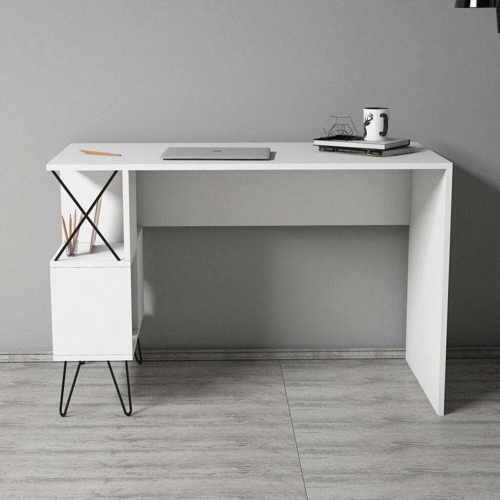 Kalune Design 845 -työpöytä, valkoinen/musta hinta ja tiedot | Tietokonepöydät ja työpöydät | hobbyhall.fi