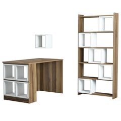 Kalune Design 845 (II) -työpöytä, seinähylly ja kirjahylly, ruskea/valkoinen hinta ja tiedot | Tietokonepöydät ja työpöydät | hobbyhall.fi