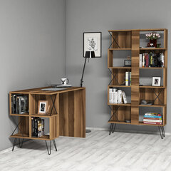 Kalune Design 845 (IV) -työpöytä ja kirjahylly, musta/ruskea hinta ja tiedot | Tietokonepöydät ja työpöydät | hobbyhall.fi