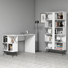Kalune Design 845 (IV) -työpöytä kirjahyllyllä, valkoinen/musta hinta ja tiedot | Tietokonepöydät ja työpöydät | hobbyhall.fi