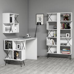 Kalune Design 845 (III) -työpöytä, seinähylly ja kirjahylly, valkoinen/musta hinta ja tiedot | Tietokonepöydät ja työpöydät | hobbyhall.fi