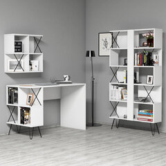 Kalune Design 845 (III) -työpöytä, seinähylly ja kirjahylly, valkoinen/musta hinta ja tiedot | Tietokonepöydät ja työpöydät | hobbyhall.fi