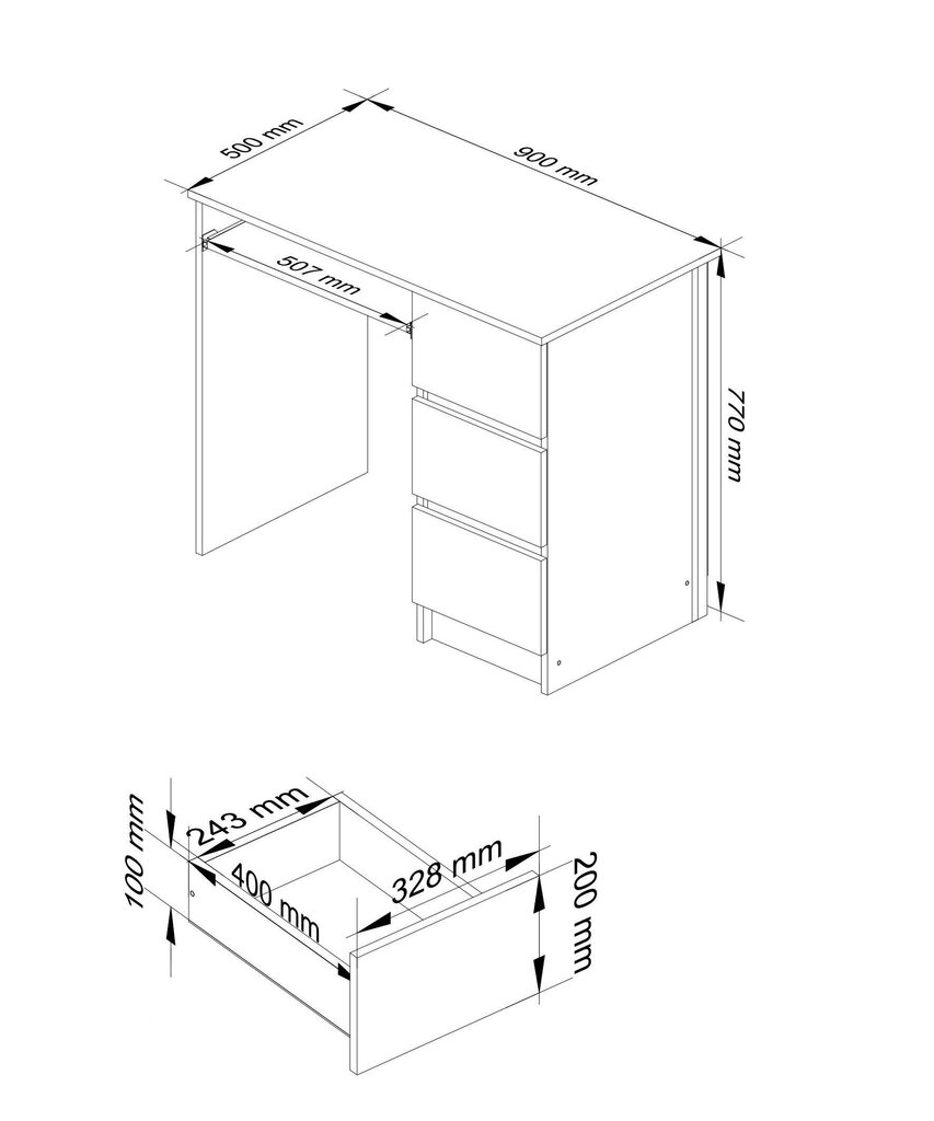 Akord A-6 90 työpöytä, ruskea/valkoinen hinta ja tiedot | Tietokonepöydät ja työpöydät | hobbyhall.fi