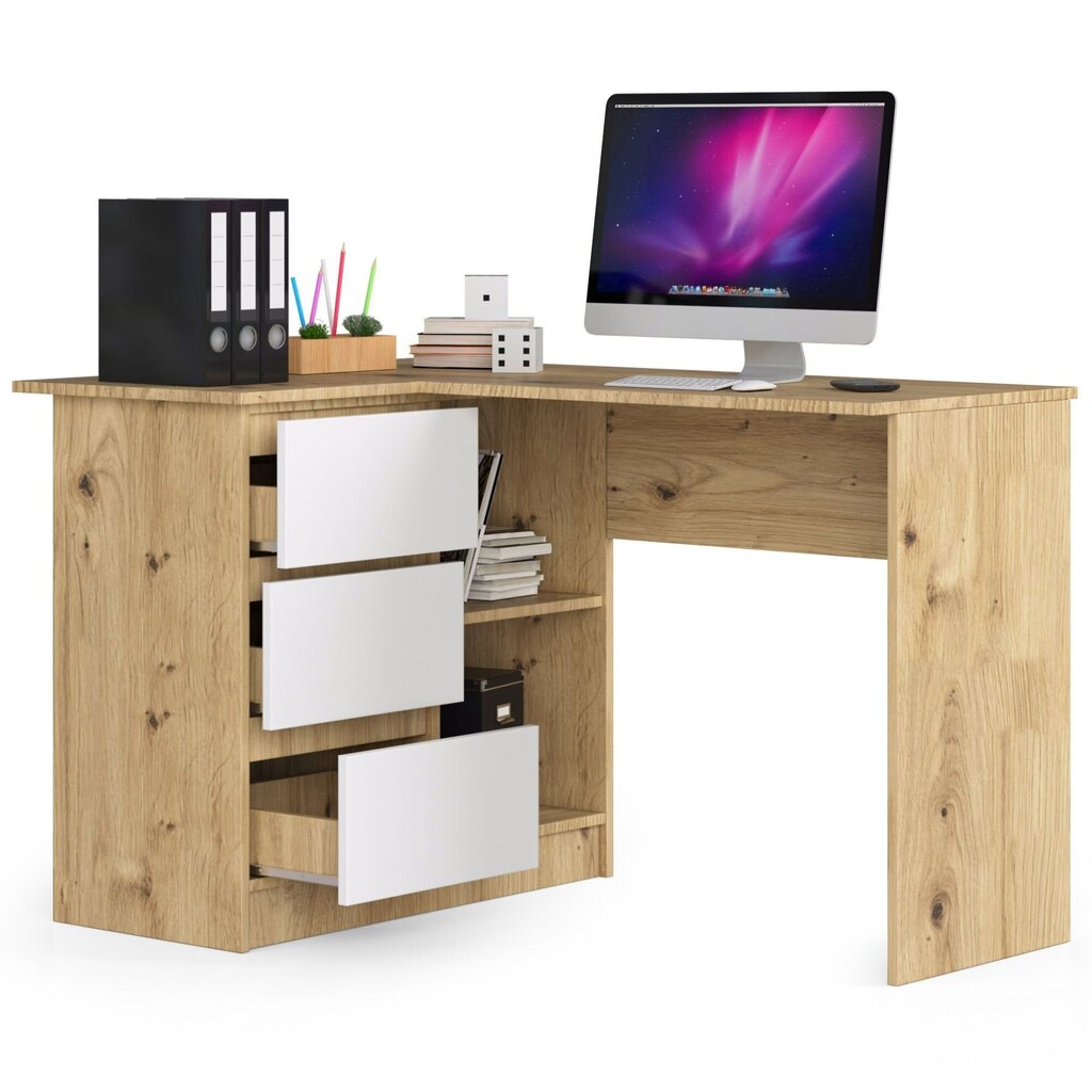 Akord B16 124 työpöytä, ruskea/valkoinen hinta ja tiedot | Tietokonepöydät ja työpöydät | hobbyhall.fi