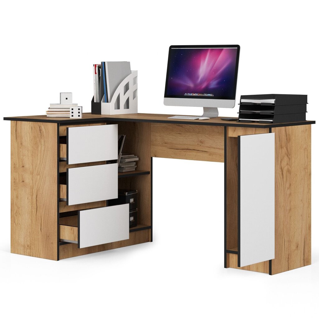 Akord B20 155 työpöytä, ruskea/valkoinen hinta ja tiedot | Tietokonepöydät ja työpöydät | hobbyhall.fi
