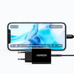 Ugreen USB-matkalaturi Type C 20W Virtalähde + USB-kaapeli Type C musta (50799) hinta ja tiedot | Puhelimen laturit | hobbyhall.fi