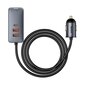 Baseus Share Together autolaturi jatkojohdolla, 3x USB, USB-C, 120W (harmaa) hinta ja tiedot | Puhelimen laturit | hobbyhall.fi