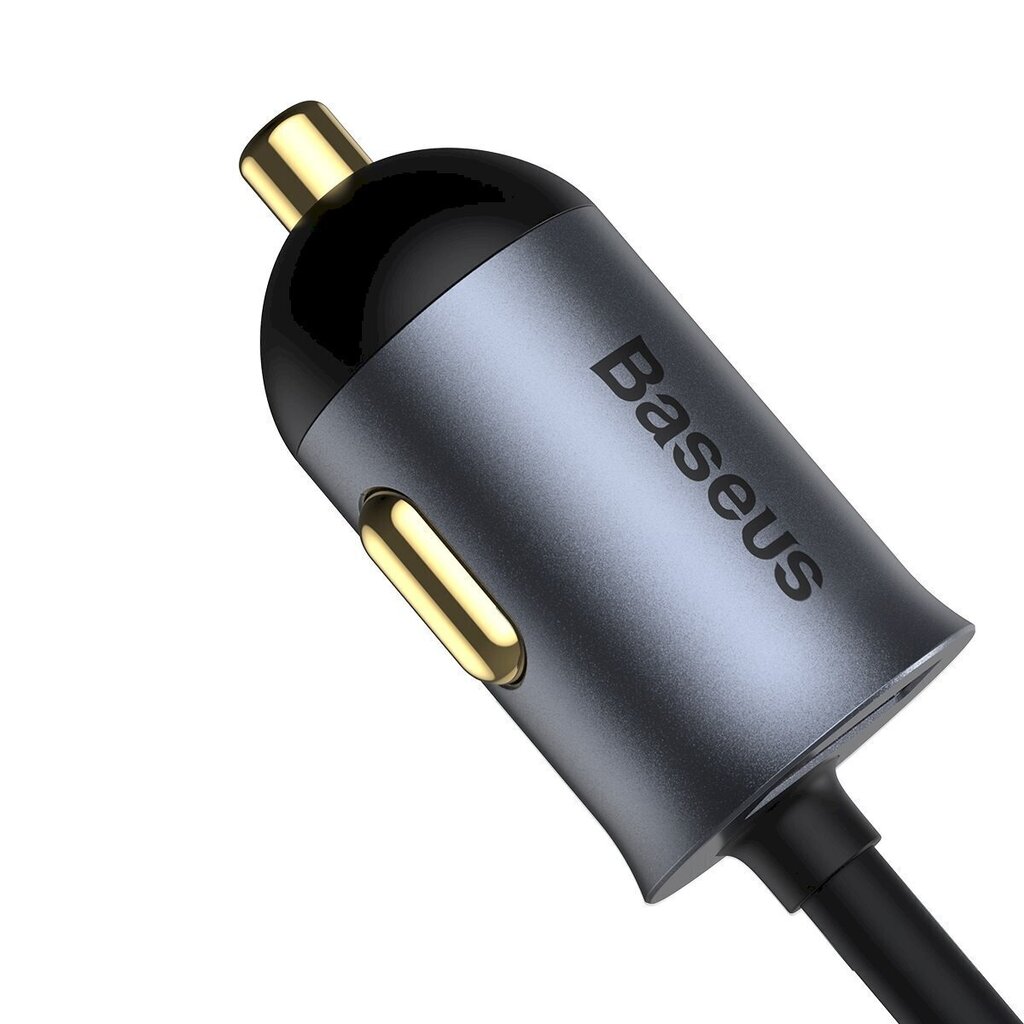 Baseus Share Together autolaturi jatkojohdolla, 3x USB, USB-C, 120W (harmaa) hinta ja tiedot | Puhelimen laturit | hobbyhall.fi