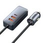 Baseus Share Together autolaturi jatkojohdolla, 3x USB, USB-C, 120W (harmaa) hinta ja tiedot | Puhelimen laturit | hobbyhall.fi