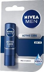Nivea For Men Active Care -huulibalsami miehelle, 4,8 g hinta ja tiedot | Huulipunat, huulikiillot ja huulirasvat | hobbyhall.fi